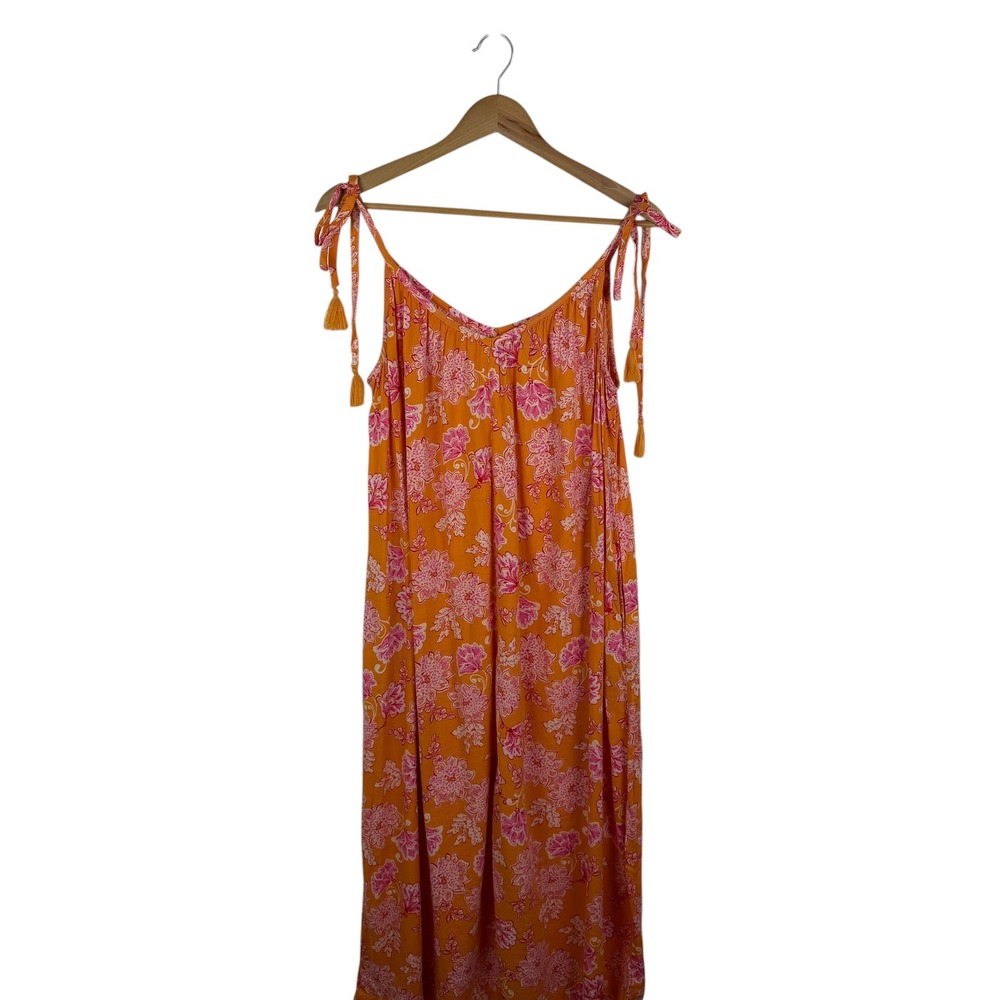 Old Navy Tie Shoulder Tasseled Floral Print All Day Maxi Swing Dress XS Resort‎ - Picture 2 of 13